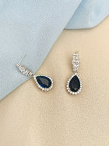 LYDIA - Teardrop CZ Crystal Earrings In Silver - JohnnyB Jewelry