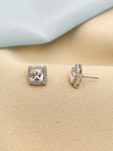 WINONA - Square-Setting CZ Crystal Stud Earrings In Silver - JohnnyB Jewelry