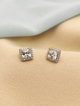 WINONA - Square-Setting CZ Crystal Stud Earrings In Silver - JohnnyB Jewelry