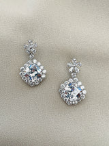 CHARLOTTE - Drop Crystal Earrings In Silver - JohnnyB Jewelry