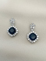 CHARLOTTE - Drop Crystal Earrings In Silver - JohnnyB Jewelry