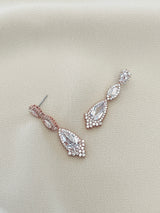 ODESSA - Ornate Long Drop CZ Crystal Earrings - JohnnyB Jewelry