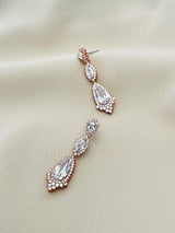 ODESSA - Ornate Long Drop CZ Crystal Earrings - JohnnyB Jewelry