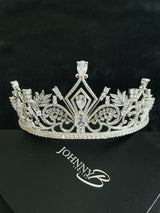 DOLLY - Elegant Royal CZ Tiara In Silver