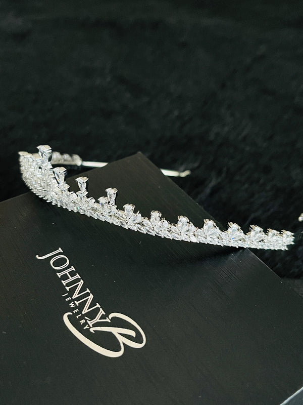 RENE - Marquise And Drop CZ Tiara In Silver