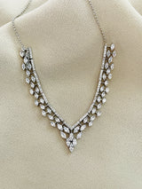 KAYDENCE - Elegant “V”-Shaped CZ Necklace In Silver