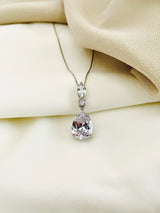 ALISA - Large Teardrop With Multi-Shaped CZ Necklace In Silver