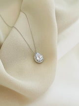 LORENA - Pear-Shaped Stone Surrounded By Small CZs Necklace In Silver