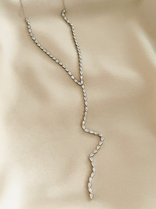 TESSA - "Y" Style CZ Necklace In Silver