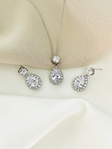 DANIELLA - Elegant Teardrop Pendant Necklace With Matching Drop Earrings