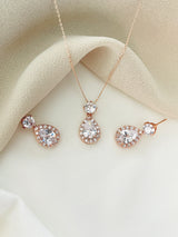 DANIELLA - Elegant Teardrop Pendant Necklace With Matching Drop Earrings