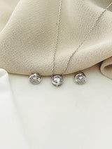 DESTINY - Eye-Catching Simple CZ Necklace with Matching Stud Earrings In Silver
