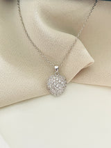 ALEXIS - Beautiful Clear Round CZ Pave Necklace In Silver - JohnnyB Jewelry