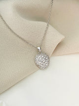 ALEXIS - Beautiful Clear Round CZ Pave Necklace In Silver - JohnnyB Jewelry