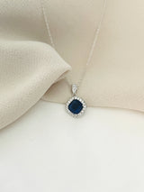 CHLOE - CZ Stone In Rounded-Diamond Shape Setting Necklace In Silver - JohnnyB Jewelry