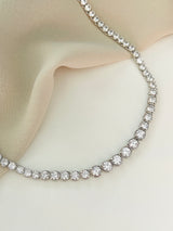 PARIS - 17" Sleek CZ Necklace With Graduated CZ Stones In Silver - JohnnyB Jewelry