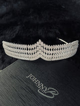 CHLOE - Scalloped Marquise-Shaped Crystal Tiara In Silver