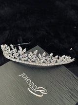 HANNAH - Marquise-Cut Cubic Zirconia Floral Tiara In Silver