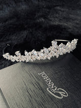 JULIANA - Elegant Floral CZ Tiara In Silver