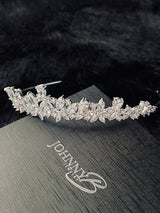 JULIANA - Elegant Floral CZ Tiara In Silver