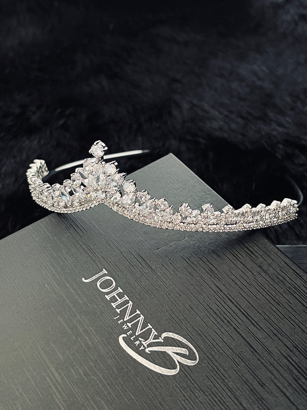 REGINA - Refined CZ Tiara In Silver