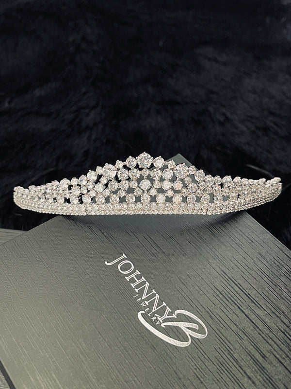 ANNE - Classic Multi-CZ Tiara In Silver