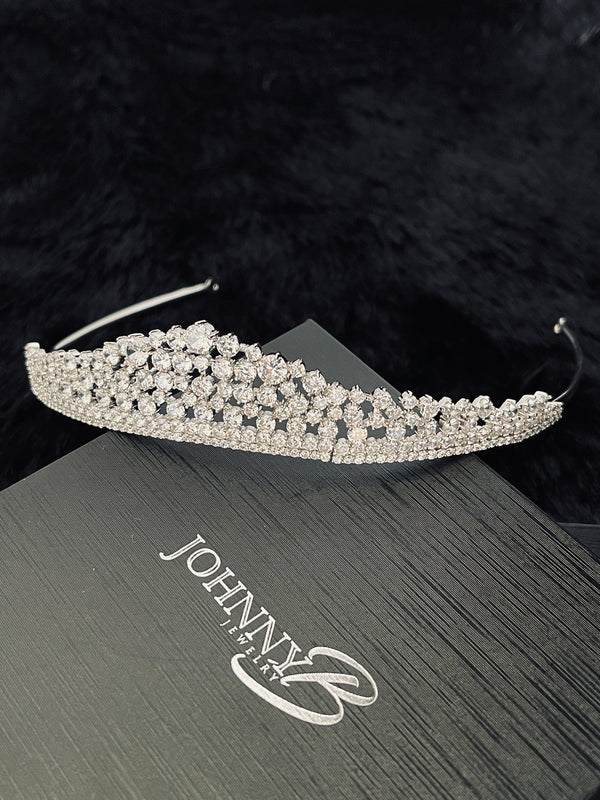 ANNE - Classic Multi-CZ Tiara In Silver