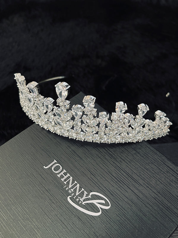 ANASTASIA - Crenulated CZ Tiara In Silver