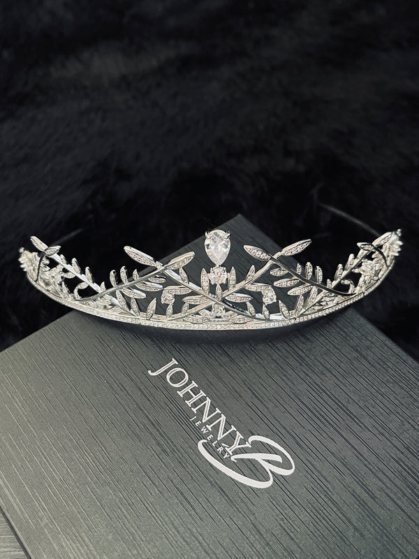 VICTORIA - Regal CZ Tiara In Silver