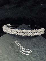 MARY - Simple Double Crystal Tiara In Silver