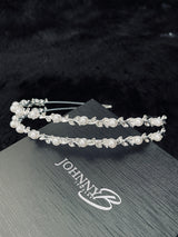 PHILLIPA - Pearl And Crystal Leaf Double-Stranded Tiara In Silver