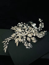 CRISTINA - Bendable Floral With Leaf Hair Clip In Silver