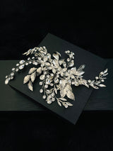 CRISTINA - Bendable Floral With Leaf Hair Clip In Silver