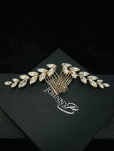 NAIOMI - 2Pcs Set Marquise Crystal Flower Hair Comb In Gold