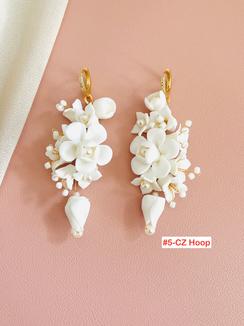 JASMINA- 7CM CLAY FLOWER AND BEADED EARRINGS
