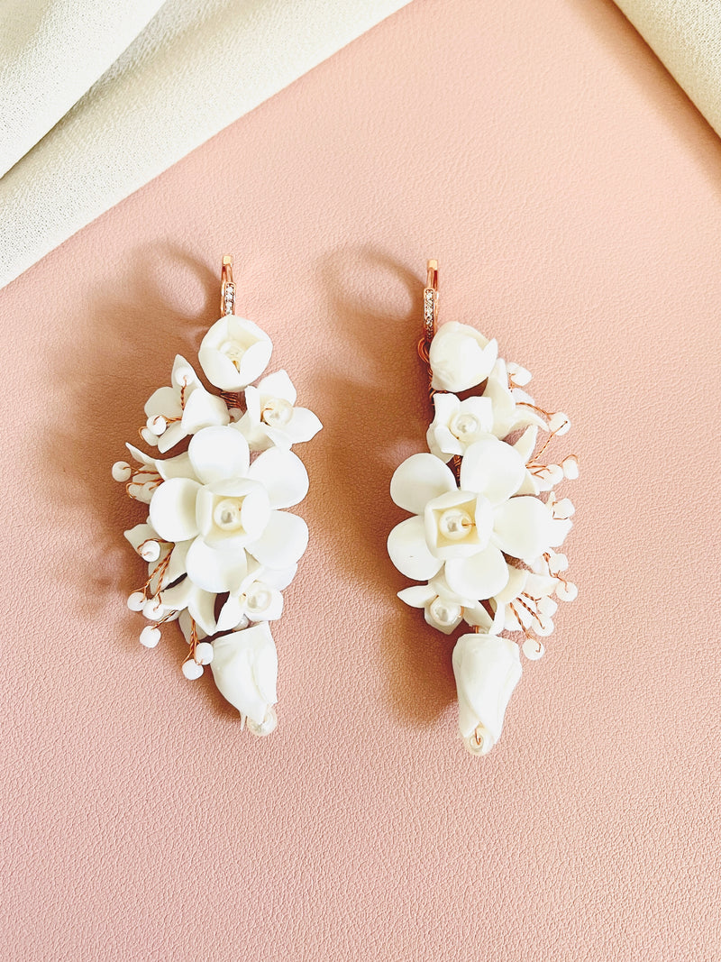 JASMINA- 7CM CLAY FLOWER AND BEADED EARRINGS