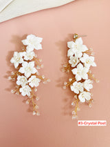 JASMINA- 10CM CLAY FLOWER WITH BICONE CRYSTAL EARRINGS