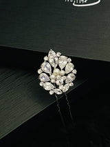 GIA - Three Pearl And CZ Hair Pin In Silver - JohnnyB Jewelry