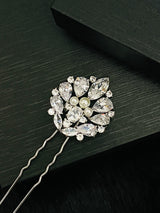 GIA - Three Pearl And CZ Hair Pin In Silver - JohnnyB Jewelry