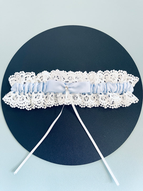 LAVERNE - 1Pcs Center Bowtie Crystal Light Blue Garter