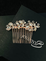 NINA - Bold Multi-Crystal Flowers And Leaves Hair Comb