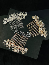 NINA - Bold Multi-Crystal Flowers And Leaves Hair Comb