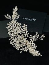 ISADORA - "Left" Intricate Crystal Berries And Leaves Hair Piece In Silver