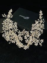 ISADORA - "Left" Intricate Crystal Berries And Leaves Hair Piece In Silver