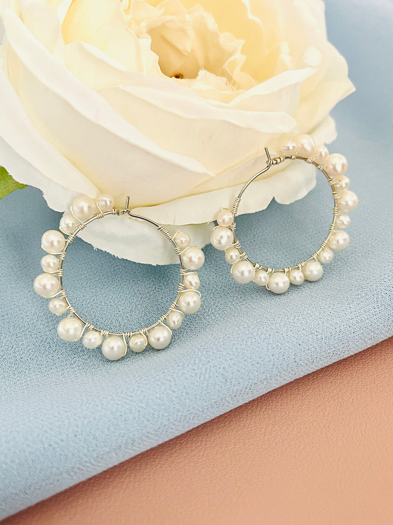 PEARLENE - 4-6MM PEARL HOOP EARRINGS