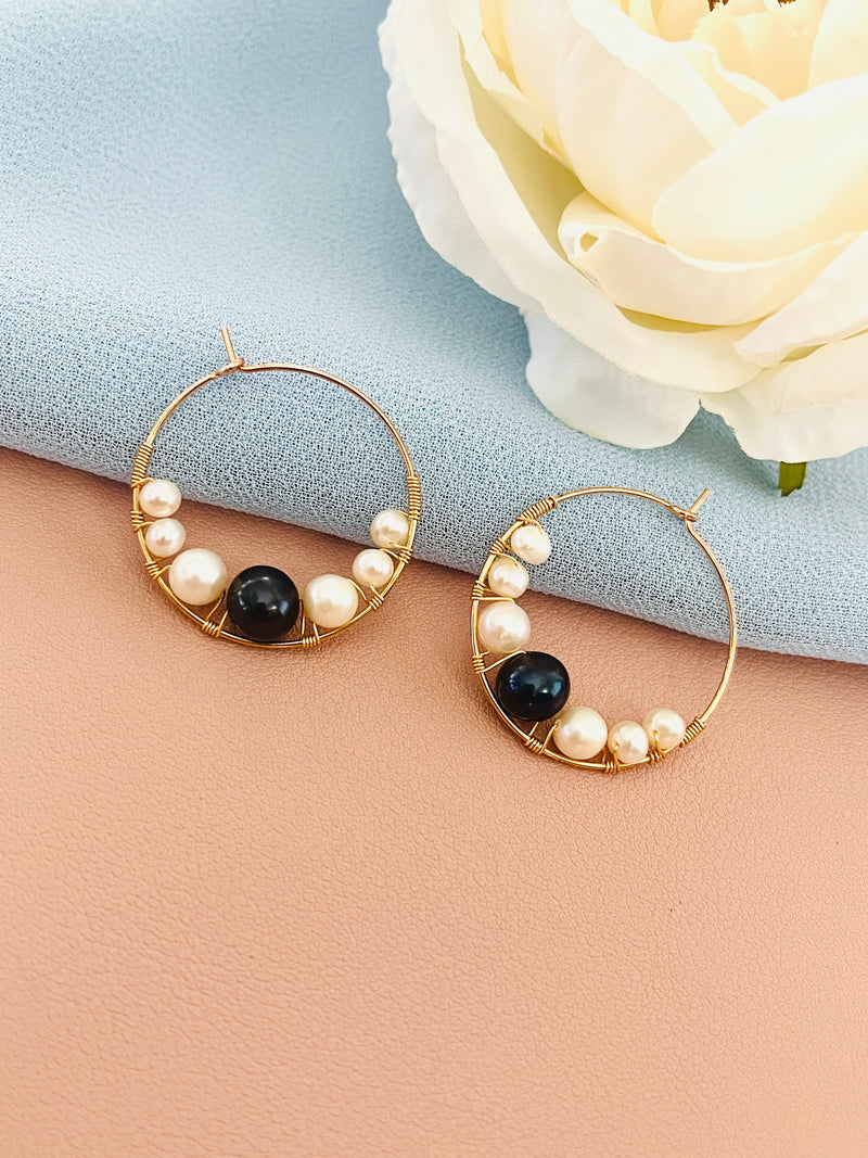 PEARLENE - 4-9MM PEARL HOOP EARRINGS