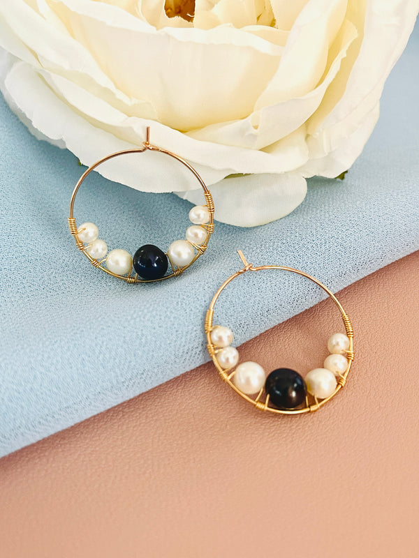 PEARLENE - 4-9MM PEARL HOOP EARRINGS