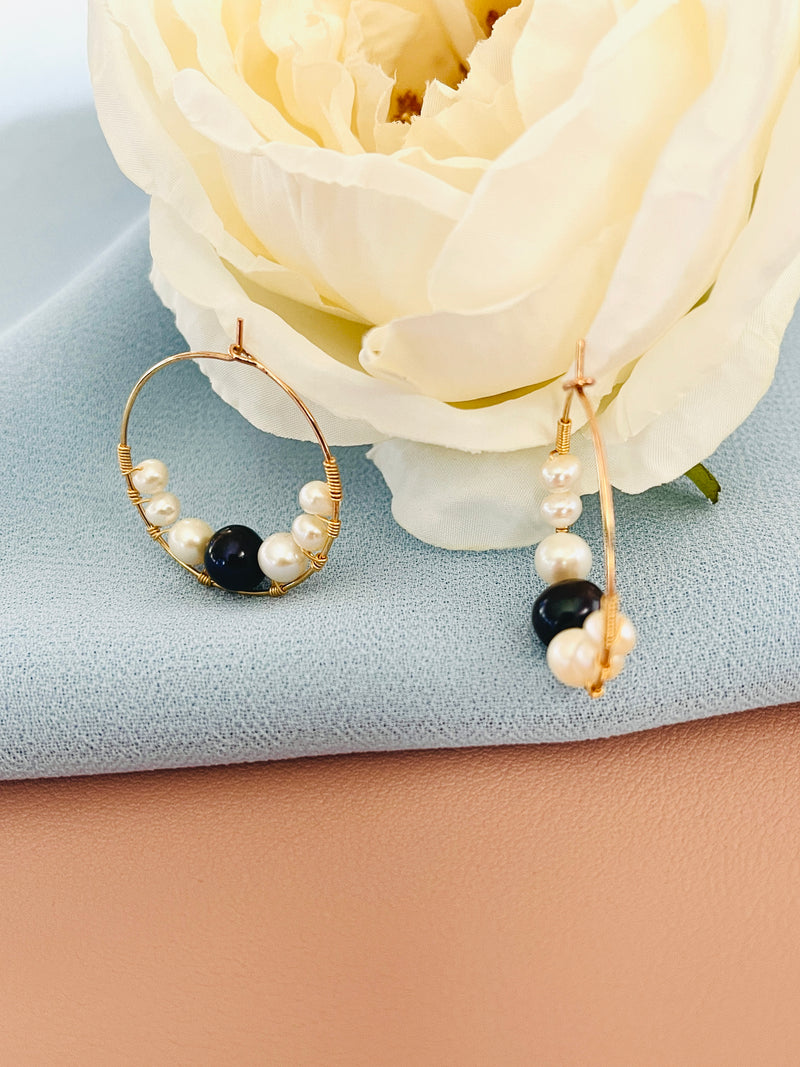 PEARLENE - 4-9MM PEARL HOOP EARRINGS