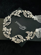 ERANTHE - Delicate Crystal Flower, Leaf And Berry Hair Piece In Silver