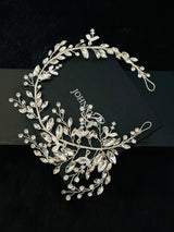 SOFIA - Crystal Leaf And Berry Hair Piece In Silver